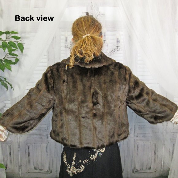 Sz S Faux Fur bolero jacket, Ann Taylor Loft, Dark brown, Collar, Half sleeves - Picture 11 of 11